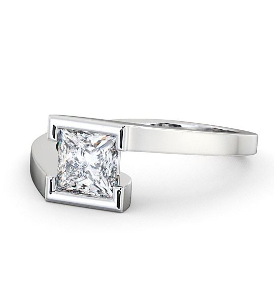 Princess Diamond Open Bezel Engagement Ring 9K White Gold Solitaire ENPR17_WG_THUMB2 