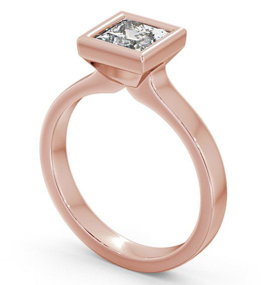 Princess Diamond Bezel Engagement Ring 18K Rose Gold Solitaire ENPR18_RG_THUMB1 