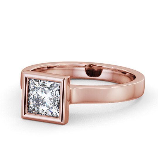 Princess Diamond Bezel Engagement Ring 18K Rose Gold Solitaire ENPR18_RG_THUMB2 