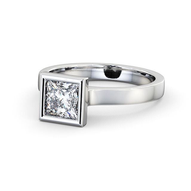 Princess Diamond Engagement Ring 18K White Gold Solitaire - Dainton ENPR18_WG_FLAT