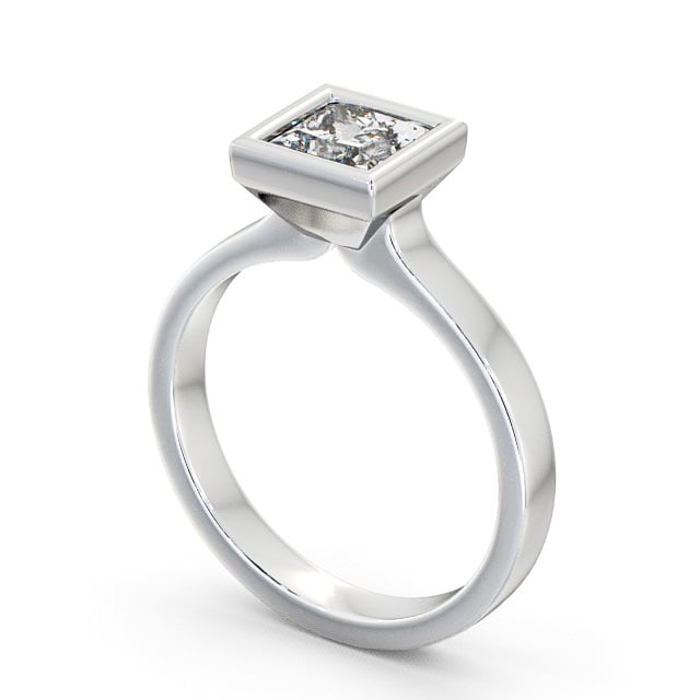 Princess Diamond Engagement Ring 18K White Gold Solitaire - Dainton ENPR18_WG_SIDE