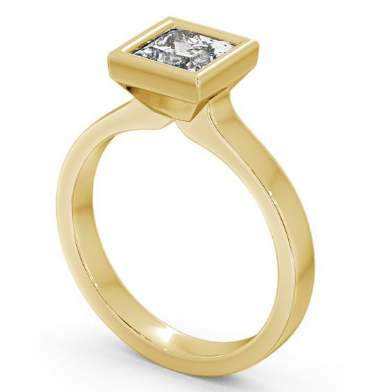 Princess Diamond Bezel Engagement Ring 18K Yellow Gold Solitaire ENPR18_YG_THUMB1