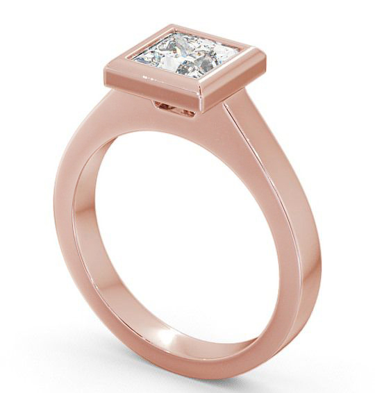 Princess Diamond Bezel Engagement Ring 18K Rose Gold Solitaire ENPR19_RG_THUMB1 