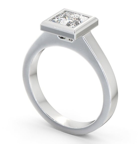 Princess Diamond Bezel Engagement Ring 18K White Gold Solitaire ENPR19_WG_THUMB1 