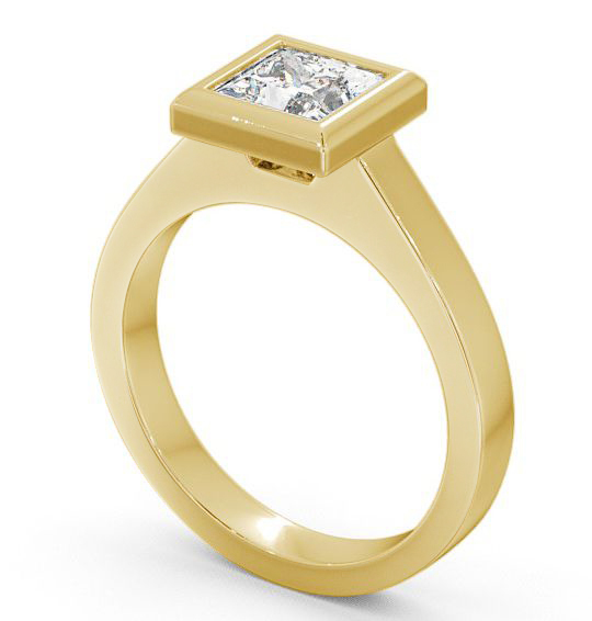 Princess Diamond Bezel Engagement Ring 18K Yellow Gold Solitaire ENPR19_YG_THUMB1