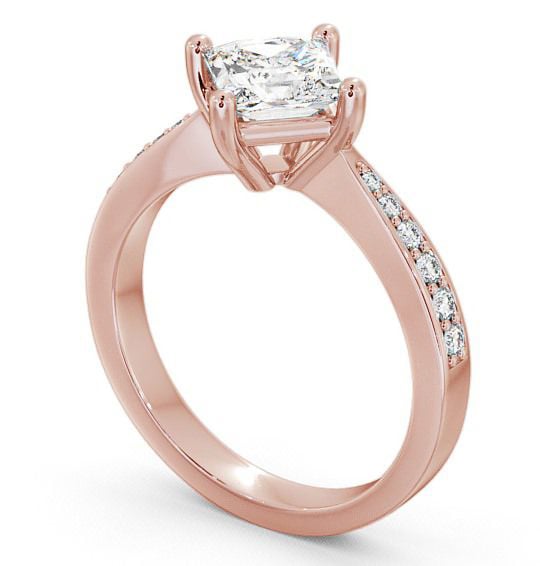 Princess Diamond Rotated Head Engagement Ring 18K Rose Gold Solitaire with Channel Set Side Stones ENPR1S_RG_THUMB1 