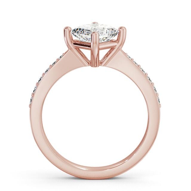 Princess Diamond Engagement Ring 9K Rose Gold Solitaire With Side Stones - Ailby ENPR1S_RG_UP