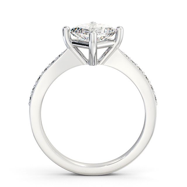 Princess Diamond Engagement Ring 18K White Gold Solitaire With Side Stones - Ailby ENPR1S_WG_UP