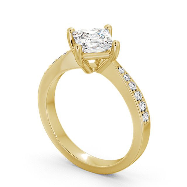 Princess Diamond Engagement Ring 9K Yellow Gold Solitaire With Side Stones - Ailby ENPR1S_YG_SIDE