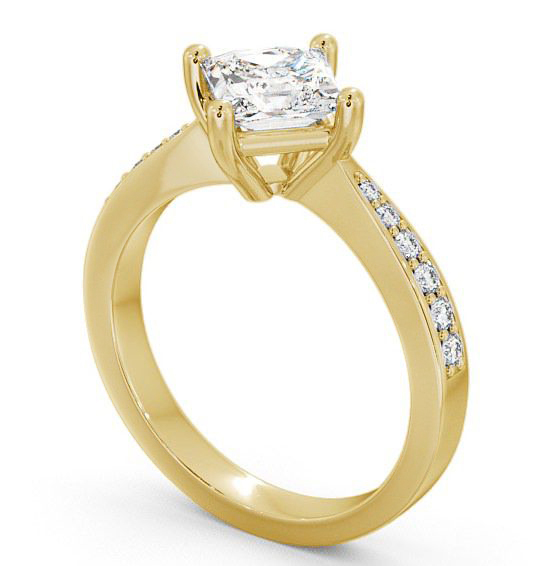 Princess Diamond Rotated Head Engagement Ring 9K Yellow Gold Solitaire with Channel Set Side Stones ENPR1S_YG_THUMB1