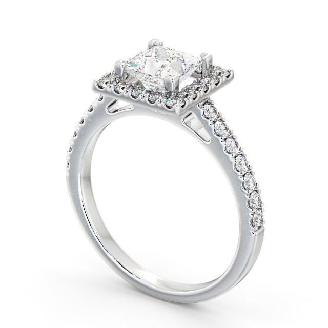 Halo Princess Diamond Engagement Ring 18K White Gold - Acomb ENPR20_WG_SIDE