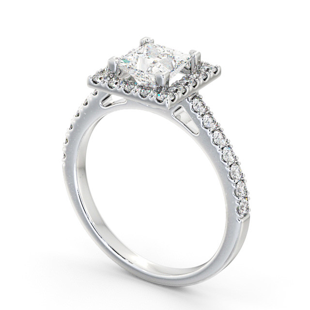 Halo Princess Diamond Engagement Ring Platinum - Acomb ENPR20_WG_SIDE