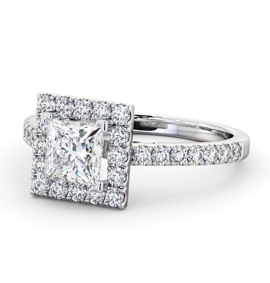  Halo Princess Diamond Engagement Ring 18K White Gold - Acomb ENPR20_WG_THUMB2 