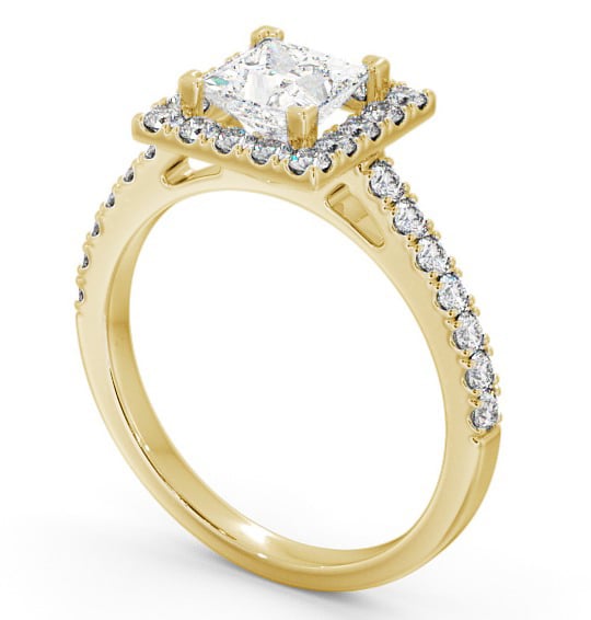  Halo Princess Diamond Engagement Ring 18K Yellow Gold - Acomb ENPR20_YG_THUMB1 