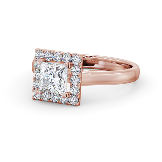Halo Princess Diamond Engagement Ring 9K Rose Gold - Vale ENPR21_RG_FLAT