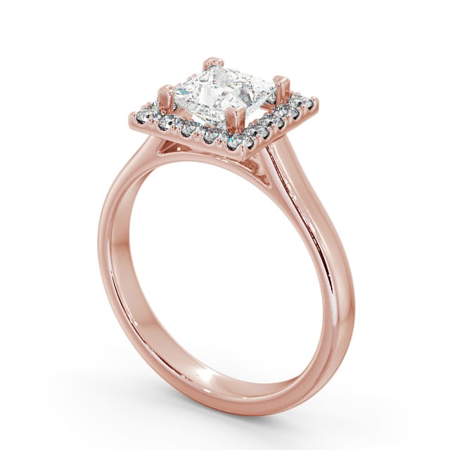 Halo Princess Diamond Engagement Ring 9K Rose Gold - Vale ENPR21_RG_SIDE