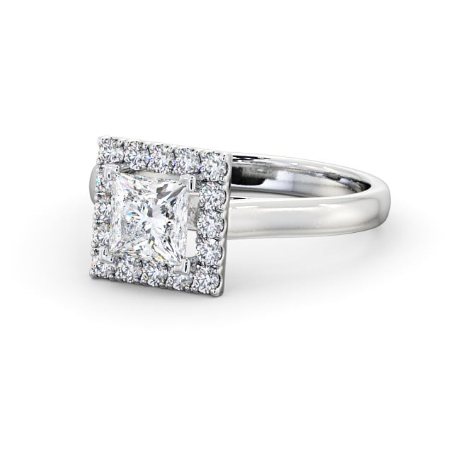 Halo Princess Diamond Engagement Ring Platinum - Vale ENPR21_WG_FLAT