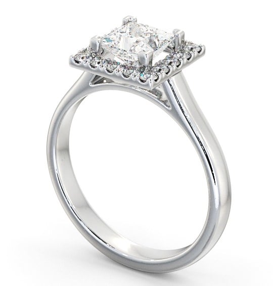Halo Princess Diamond Simplistic Style Engagement Ring 18K White Gold ENPR21_WG_THUMB1 