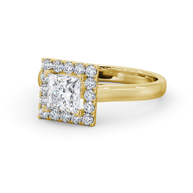 Halo Princess Diamond Engagement Ring 9K Yellow Gold - Vale ENPR21_YG_FLAT