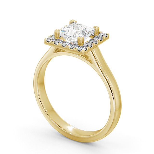 Halo Princess Diamond Engagement Ring 9K Yellow Gold - Vale