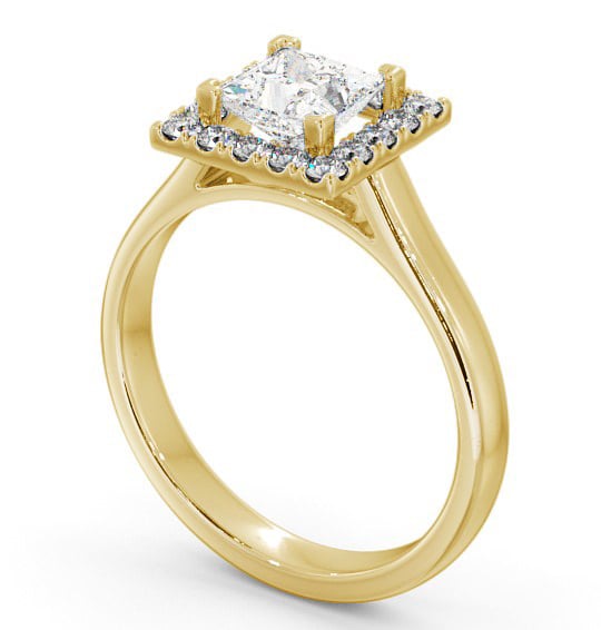 Halo Princess Diamond Simplistic Style Engagement Ring 18K Yellow Gold ENPR21_YG_THUMB1