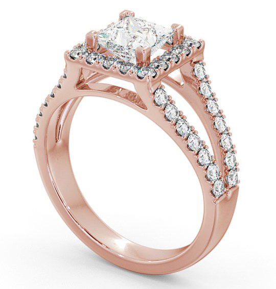 Halo Princess Diamond Split Band Engagement Ring 18K Rose Gold ENPR23_RG_THUMB1