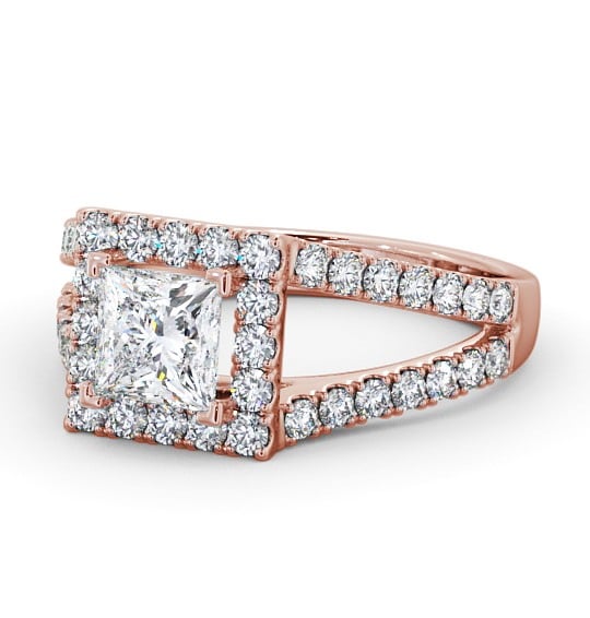 Halo Princess Diamond Split Band Engagement Ring 9K Rose Gold ENPR23_RG_THUMB2 