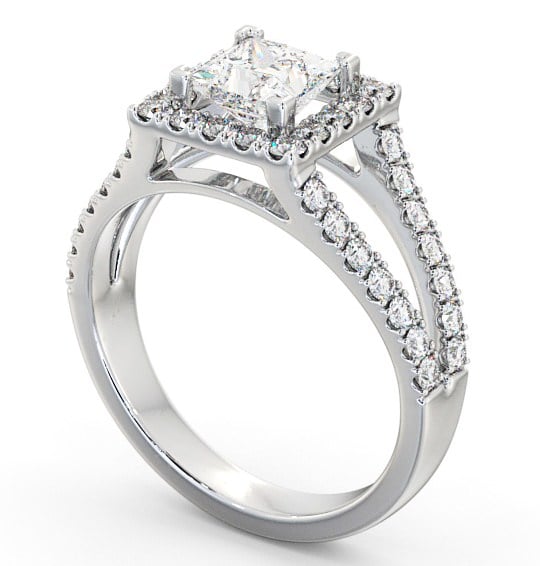 Halo Princess Diamond Split Band Engagement Ring 9K White Gold ENPR23_WG_THUMB1