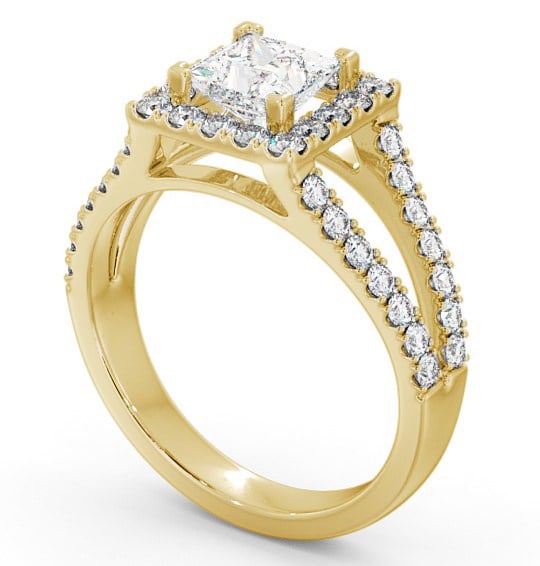 Halo Princess Diamond Engagement Ring 18K Yellow Gold - Elmore ENPR23_YG_THUMB1