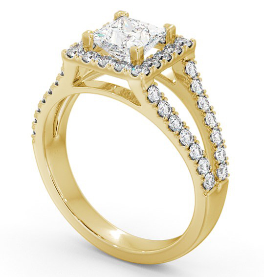 Halo Princess Diamond Split Band Engagement Ring 18K Yellow Gold ENPR23_YG_THUMB1