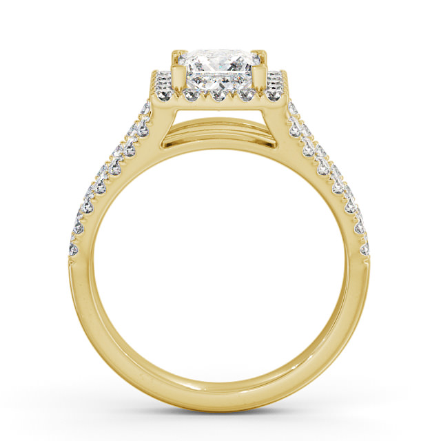 Halo Princess Diamond Engagement Ring 9K Yellow Gold - Elmore ENPR23_YG_UP