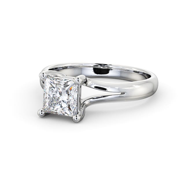 Princess Diamond Engagement Ring 18K White Gold Solitaire - Alloa ENPR24_WG_FLAT