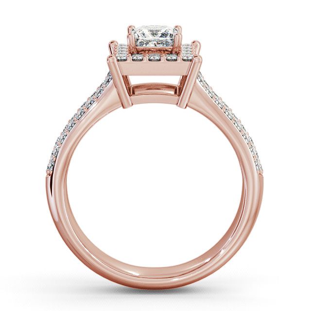 Halo Princess Diamond Engagement Ring 9K Rose Gold - Huxley ENPR25_RG_UP