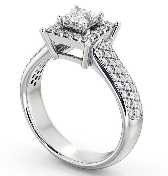 Halo Princess Diamond Regal Style Engagement Ring 18K White Gold ENPR25_WG_THUMB1