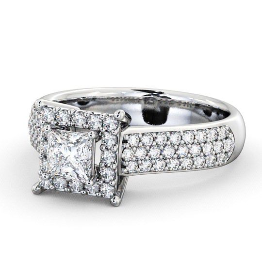  Halo Princess Diamond Engagement Ring Platinum - Huxley ENPR25_WG_THUMB2 