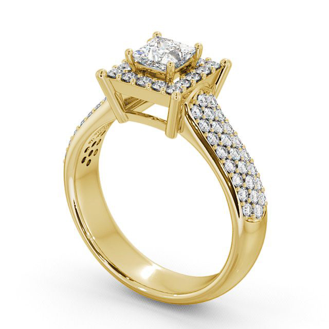 Halo Princess Diamond Engagement Ring 9K Yellow Gold - Huxley