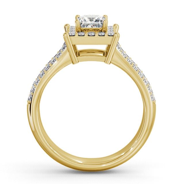 Halo Princess Diamond Engagement Ring 18K Yellow Gold - Huxley ENPR25_YG_UP