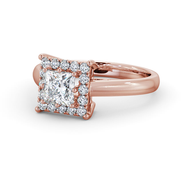 Halo Princess Diamond Engagement Ring 18K Rose Gold - Kirby ENPR26_RG_FLAT