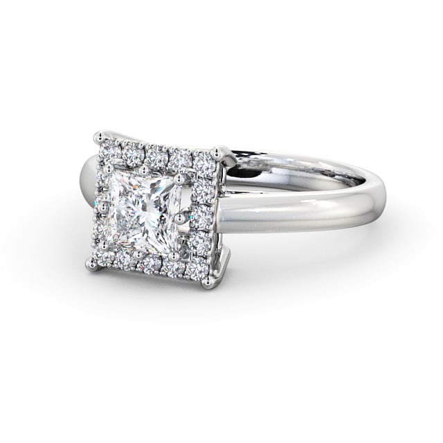 Halo Princess Diamond Engagement Ring 9K White Gold - Kirby ENPR26_WG_FLAT