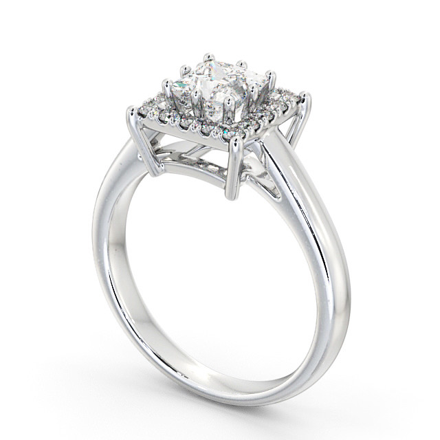 Halo Princess Diamond Engagement Ring 18K White Gold - Kirby