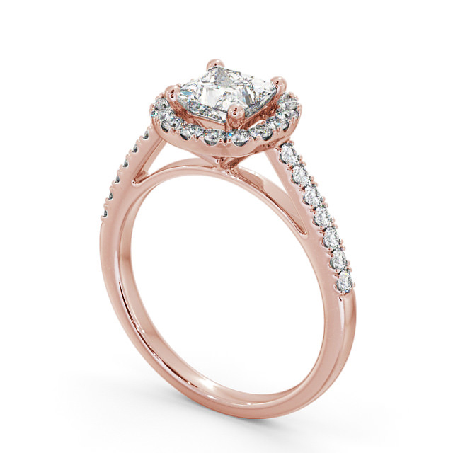 Halo Princess Diamond Engagement Ring 18K Rose Gold - Ivelet ENPR27_RG_SIDE