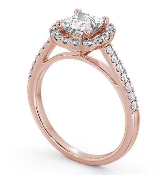 Halo Princess Diamond Round Cluster Engagement Ring 9K Rose Gold ENPR27_RG_THUMB1 
