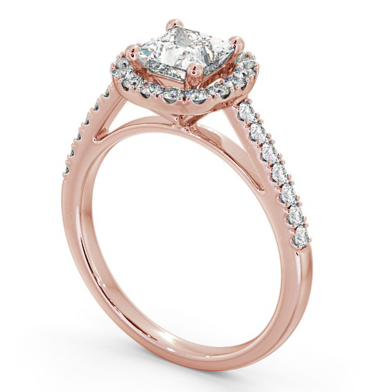 Halo Princess Diamond Round Cluster Engagement Ring 9K Rose Gold ENPR27_RG_THUMB1