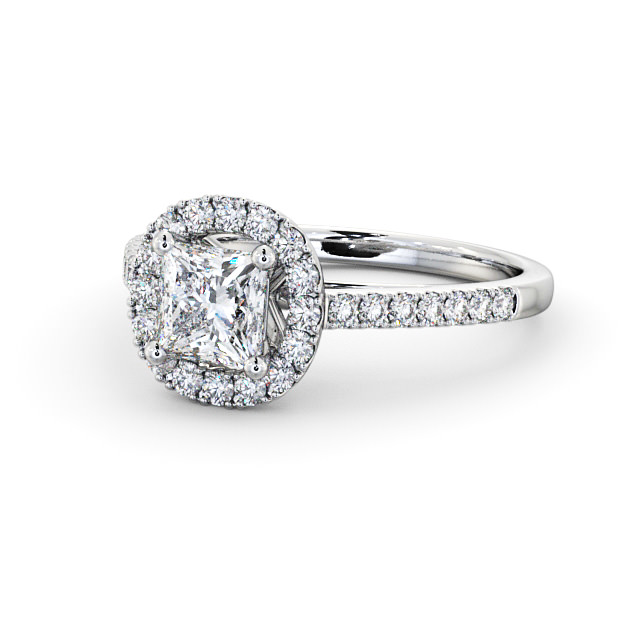 Halo Princess Diamond Engagement Ring 18K White Gold - Ivelet ENPR27_WG_FLAT