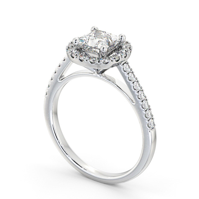Halo Princess Diamond Engagement Ring 18K White Gold - Ivelet ENPR27_WG_SIDE