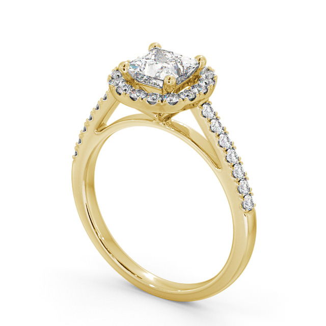 Halo Princess Diamond Engagement Ring 18K Yellow Gold - Ivelet ...