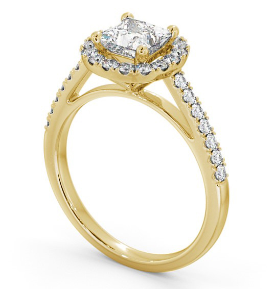 Halo Princess Diamond Round Cluster Engagement Ring 18K Yellow Gold ENPR27_YG_THUMB1