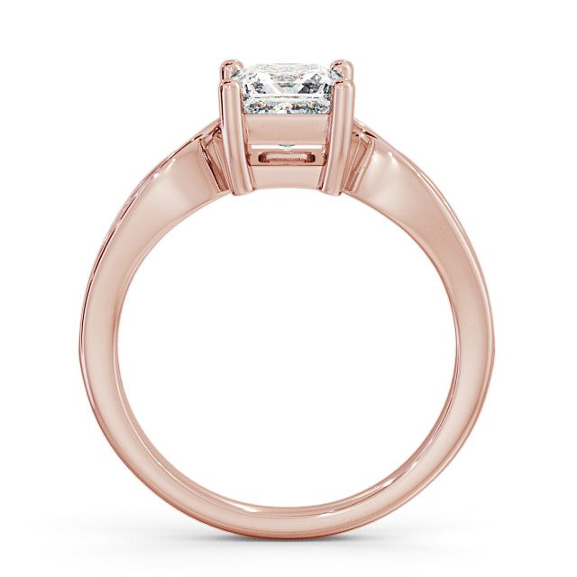 Princess Diamond Engagement Ring 9K Rose Gold Solitaire With Side Stones - Ouston ENPR28_RG_UP