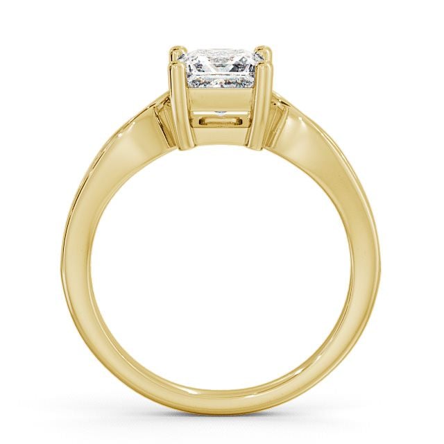 Princess Diamond Engagement Ring 18K Yellow Gold Solitaire With Side Stones - Ouston ENPR28_YG_UP