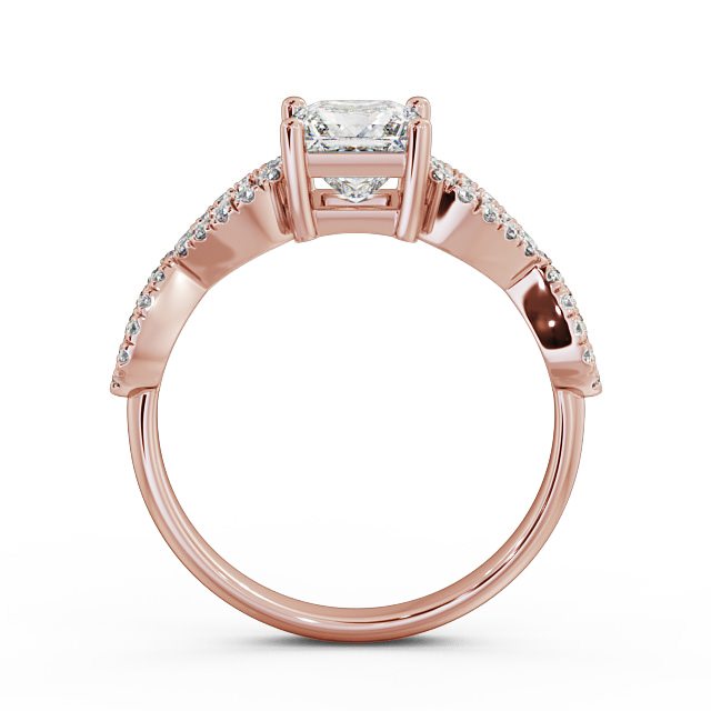 Princess Diamond Engagement Ring 18K Rose Gold Solitaire With Side Stones - Gianna ENPR29_RG_UP
